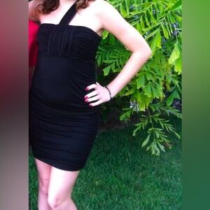 Guess Black Stretchy One Shoulder Mini Dress